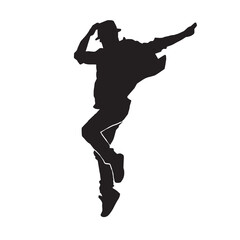 Fototapeta na wymiar young people dancing vector silhouette