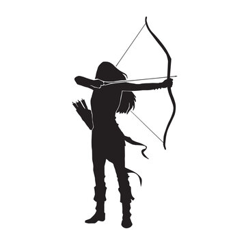 recommend clip art: Female archer warrior vector silhouette
