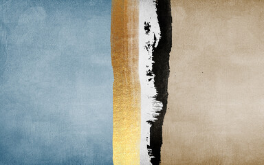 Golden background of abstract art. The fashion of modern art wall, blue sky, gray
