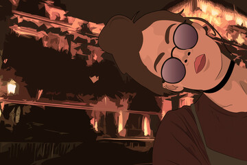 una noche cerca de un museo