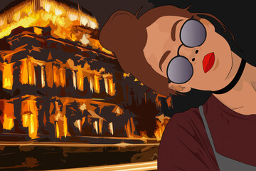 una noche cerca de un museo