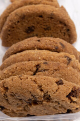 Chocolate chip cookies isolated on white background, Homemad cookies close up.