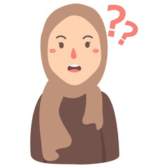 woman hijab with confussed face