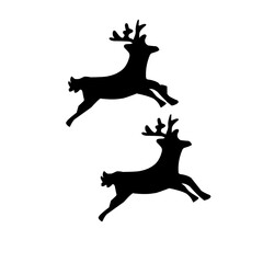 Fototapeta na wymiar flying deer silhouette swarm