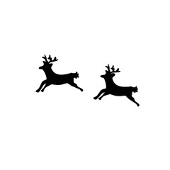 Fototapeta na wymiar flying deer silhouette swarm