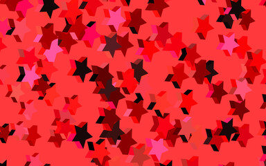 Dark Red vector backdrop with small and big stars.