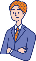 スーツを着て腕組みする男性