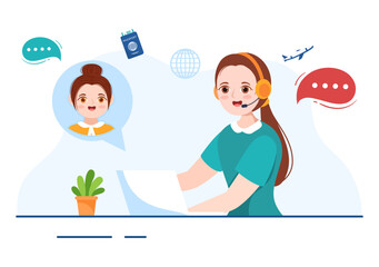 Immigration Consultant Template Hand Drawn Cartoon Flat Illustration Counseling Assistance for Provide Advice to People Who Will Make the Move