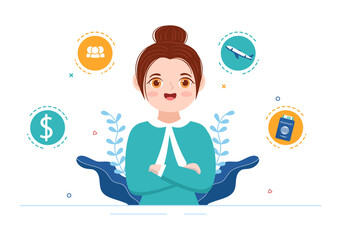 Immigration Consultant Template Hand Drawn Cartoon Flat Illustration Counseling Assistance for Provide Advice to People Who Will Make the Move