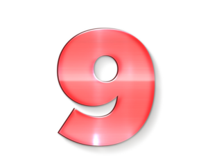 3d red number 9 nine