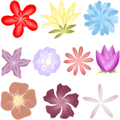 Set of colorful flower icons