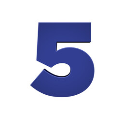 3d blue number 5 five
