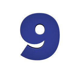 3d blue number 9 nine
