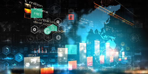 Business graph and trade monitor