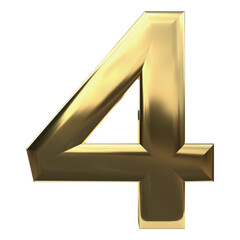 Gold Number illustration 3D metal 4 four