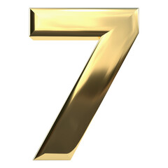 Gold Number illustration 3D metal 7 seven