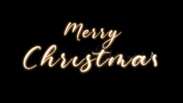 Merry Christmas And Happy New Year Animation Text. Elegant festive animation of Merry Christmas lettering with Christmas message for postcard or winter holiday background for commercial use 4K