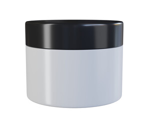 3d rendering white cosmetic cream jar black lid