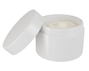 3d rendering white cosmetic cream jar open lid
