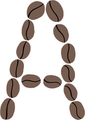 doodle freehand sketch drawing of coffee bean alphabet.