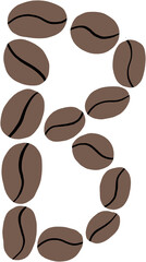doodle freehand sketch drawing of coffee bean alphabet.