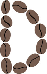 doodle freehand sketch drawing of coffee bean alphabet.
