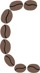 doodle freehand sketch drawing of coffee bean alphabet.