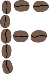 doodle freehand sketch drawing of coffee bean alphabet.
