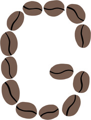 doodle freehand sketch drawing of coffee bean alphabet.