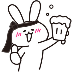 色加工ok うさぎ素材No.85 乾杯