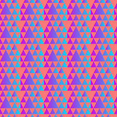 Vector seamless pattern for coral pink neon triangles.