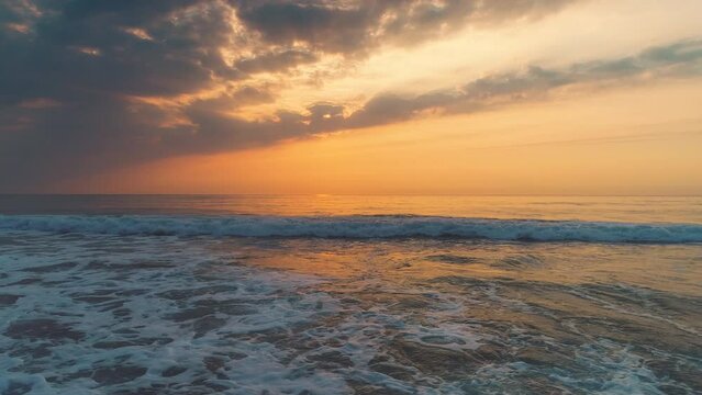 Beautiful sunrise over the sea and exotic tropical beach