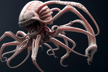 Creepy monster character design, illustration of a nasty creature