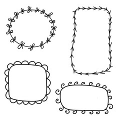Set of hand drawn frames. Vector illustration. Sketch, doodle.