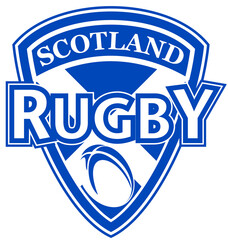 illustration of an icon showing a shield and rugby ball with words 