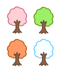 木、季節の移り変わり、春夏秋冬、自然、シンプル