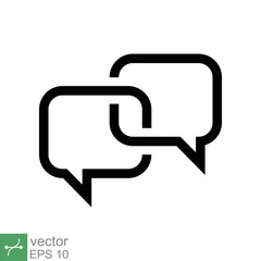 Naklejka premium Bubble speech icon. Simple outline style. Communicate, cloud, ballon, bubble, conversation, dialogue, communication concept. Line vector illustration isolated on white background. EPS 10.