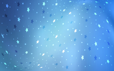 Light BLUE vector pattern with christmas stars.