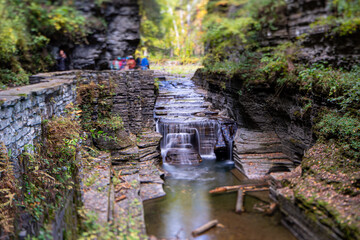 Late afternoon autumn - fall photo of Robert H. Treman State Park near Ithaca NY, Tompkins County...