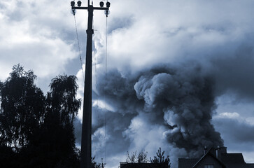 Missile attack and fire near Kiev.