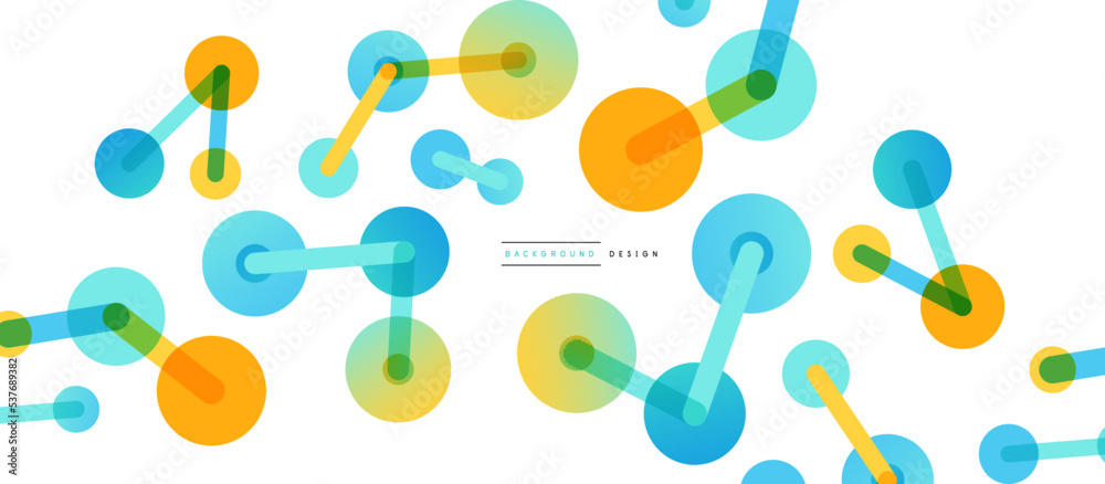 Poster Line points connections geometric abstract background. Circles connected by lines. Trendy techno business template for wallpaper, banner, background or landing