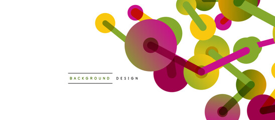 Line points connections geometric abstract background. Circles connected by lines. Trendy techno business template for wallpaper, banner, background or landing
