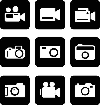 photo icon set black and white