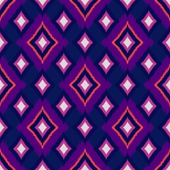Fototapeta premium Ikat geometric folklore ornament, Tribal ethnic texture. Seamless striped pattern in Aztec style, Figure tribal embroidery, Scandinavian, Ikat pattern