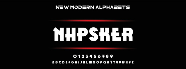 NHPSER Unique and Minimal TECH Letter set for your new startup. Creative and original font logo design. Gaming and sports vector typeface