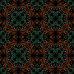 Fototapeta premium Seamless pattern tile with mandala, vintage decorative elements illustration, Ethnic mandala with colorful tribal ornaments, Islam,turkish, Arabic, Indian, ottoman pattern