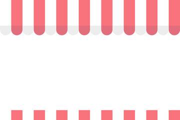 Flat design.Striped store awning for shop, cafe and restaurant ,marketplace. Red canopy roof.Isolated.