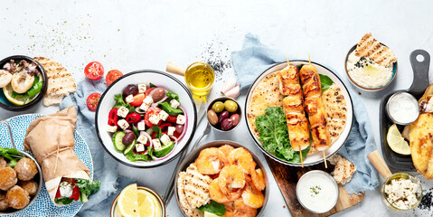 Traditional greek food mix.