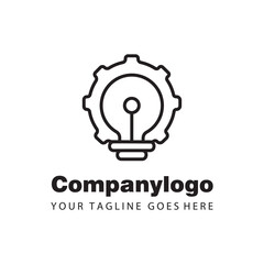 simple black lamp gear for logo company design