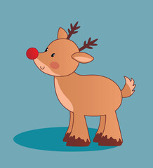 Obraz na płótnie Canvas Funny Christmas reindeer on blue background